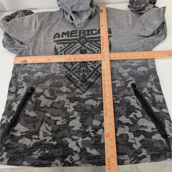 American Fighter Hoodie Mens Size 2XL Gray Long Sleeve Pullover Sweatshirt - Picture 14 of 16